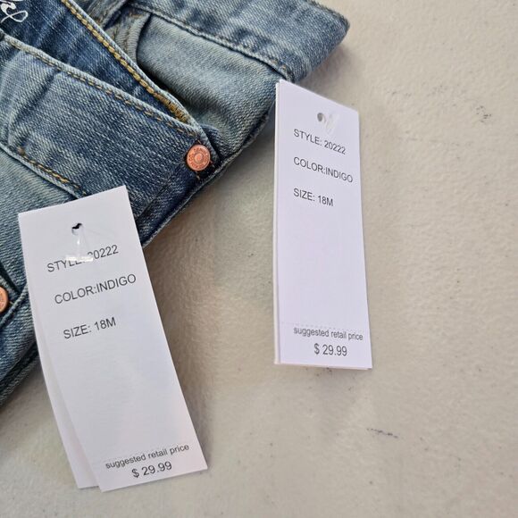 Ofluck Original Jeans Baby 18M Blue 2 Pairs Snap Closure Distressed Medium Wash - Picture 4 of 16